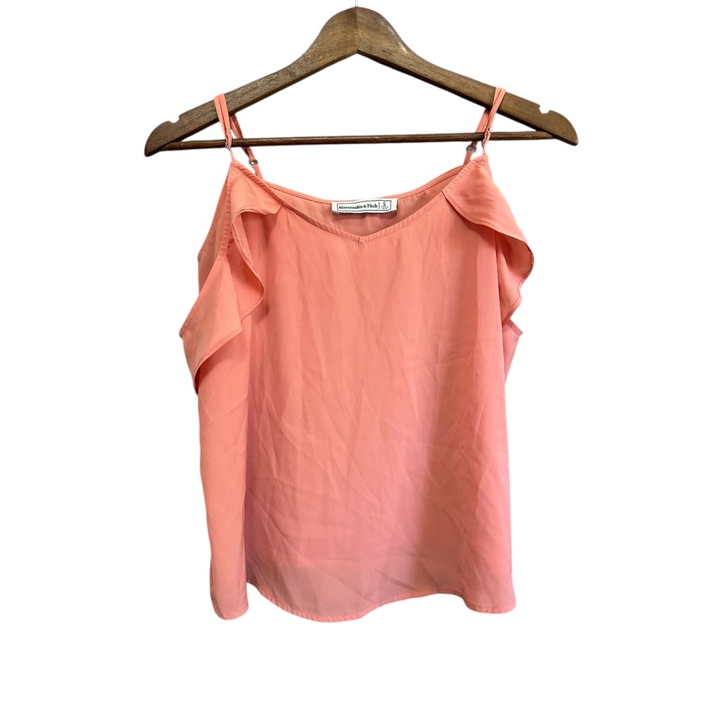 Abercrombie & Fitch Womens Ruffle Cold Shoulder Cami Tank Top Pink Size Small